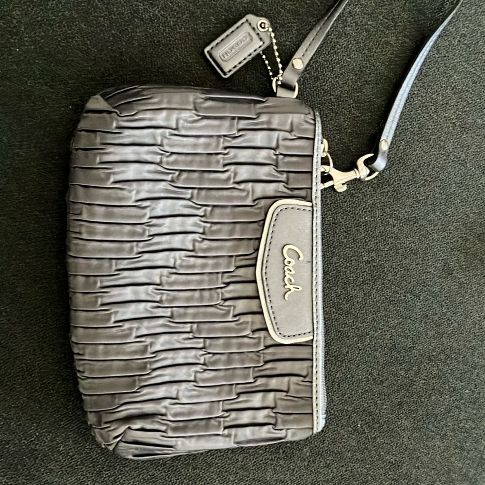 Coach Gray Textured Clutch Wristlet